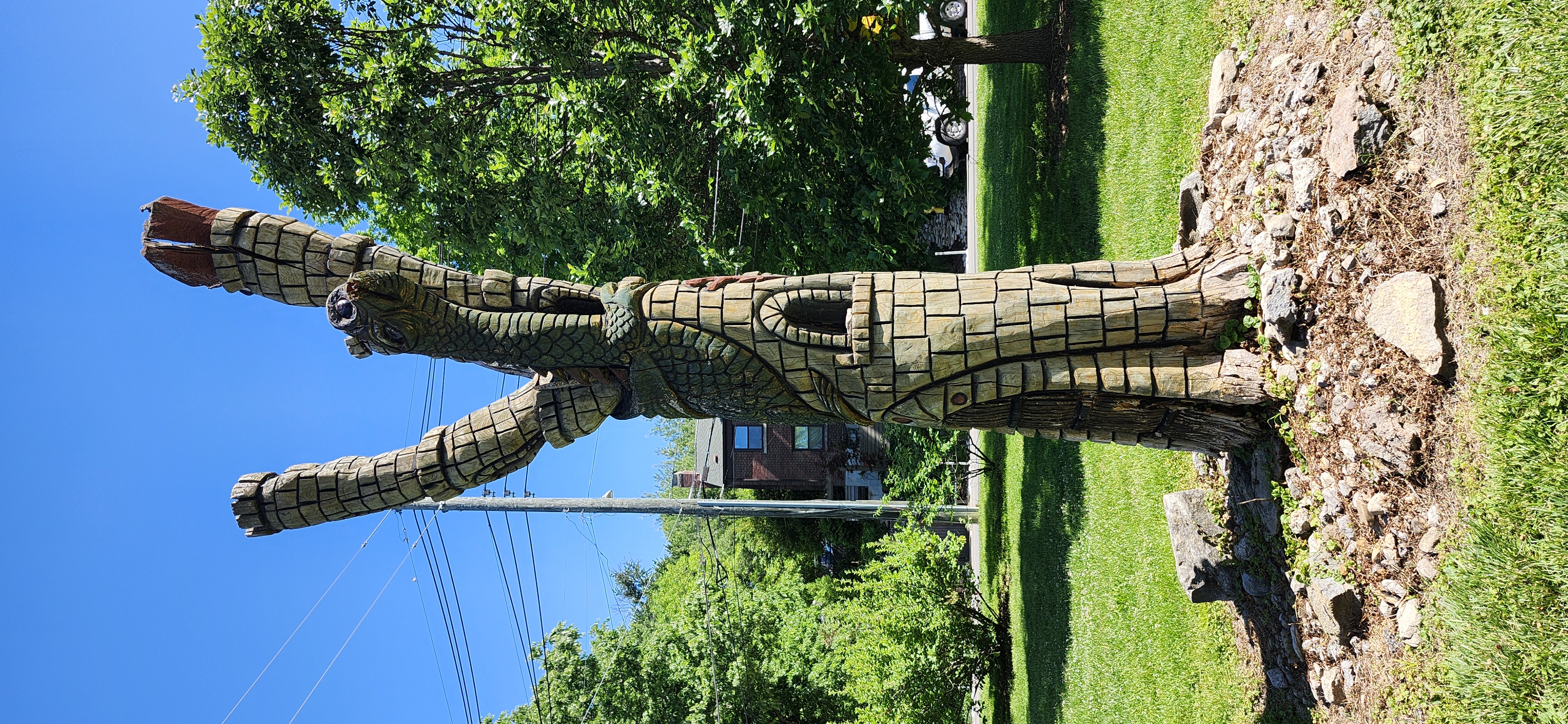Chainsaw-carved wooden castle by Joe Autry in Louisville